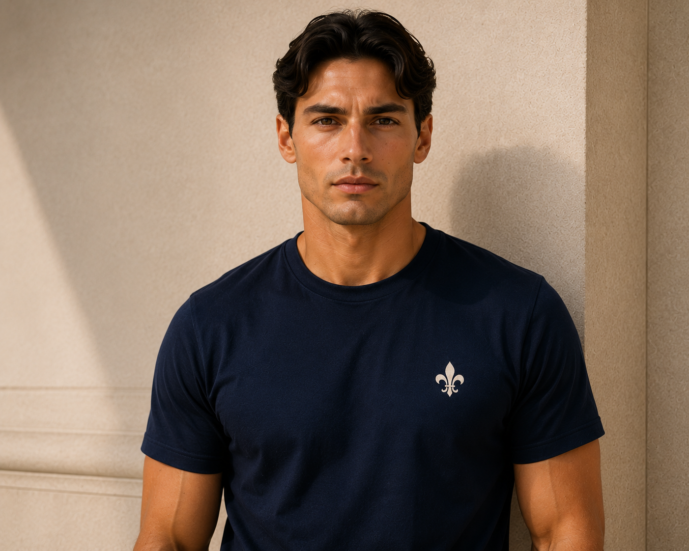 T-shirt Homme Fleur de Lys Blanche Brodée